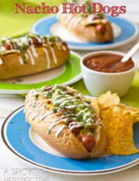 Nacho Hot Dog Recipe | ASpicyPerspective.com #hotdog #summer #nachos #recipe
