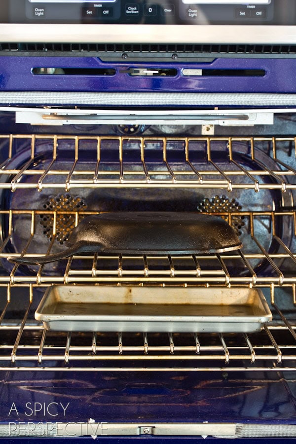 Seasoning in Oven #ASpicyPerspective #CastIronSkillet #HowtoCleanaCastIronSkillet #HowtoSeasonaCastIronSkillet #HowTo #DIY #Kitchen