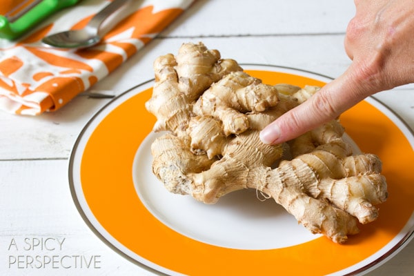 How to Peel Ginger Root (and when to peel it) ASpicyPerspective.com #howto #ginger #cooking