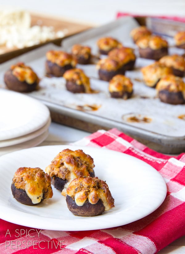 Easy Chorizo Stuffed Mushroom Recipe #holidays #appetizers #mushrooms #party