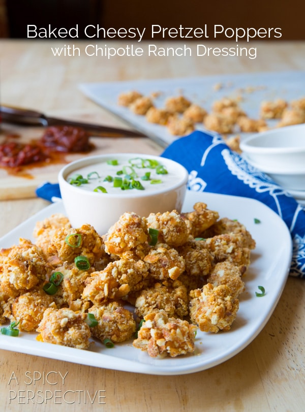 Baked Cheesy Pretzel Poppers #SuperBowl #Snack #Appetizer