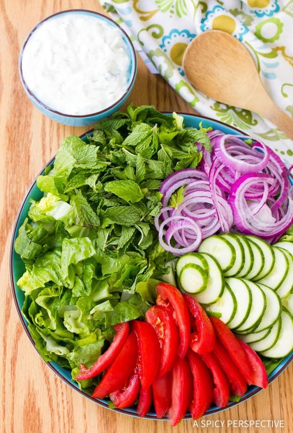 Easy Chicken Gyro Salad with Creamy Tzatziki Recipe