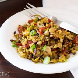 Quinoa Lentil Salad with Crispy Roasted Brussels Sprouts