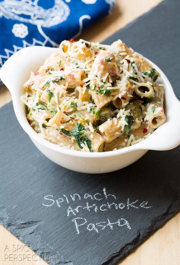 creamy spinach artichoke pasta