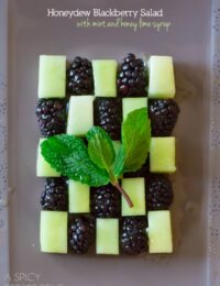 Blackberry Honeydew Salad with Honey Lime Syrup #spring #salad #fruitsalad