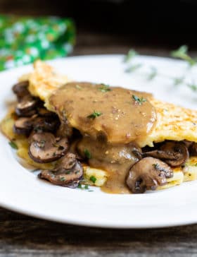 Best Irish Boxty Recipe: Irish Potato Pancakes with Sauteed Mushrooms and Whiskey Gravy #stpaddyday #stpatricksday #irish #recipe