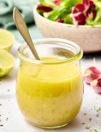 Lime Vinaigrette Recipe with Garlic in jar