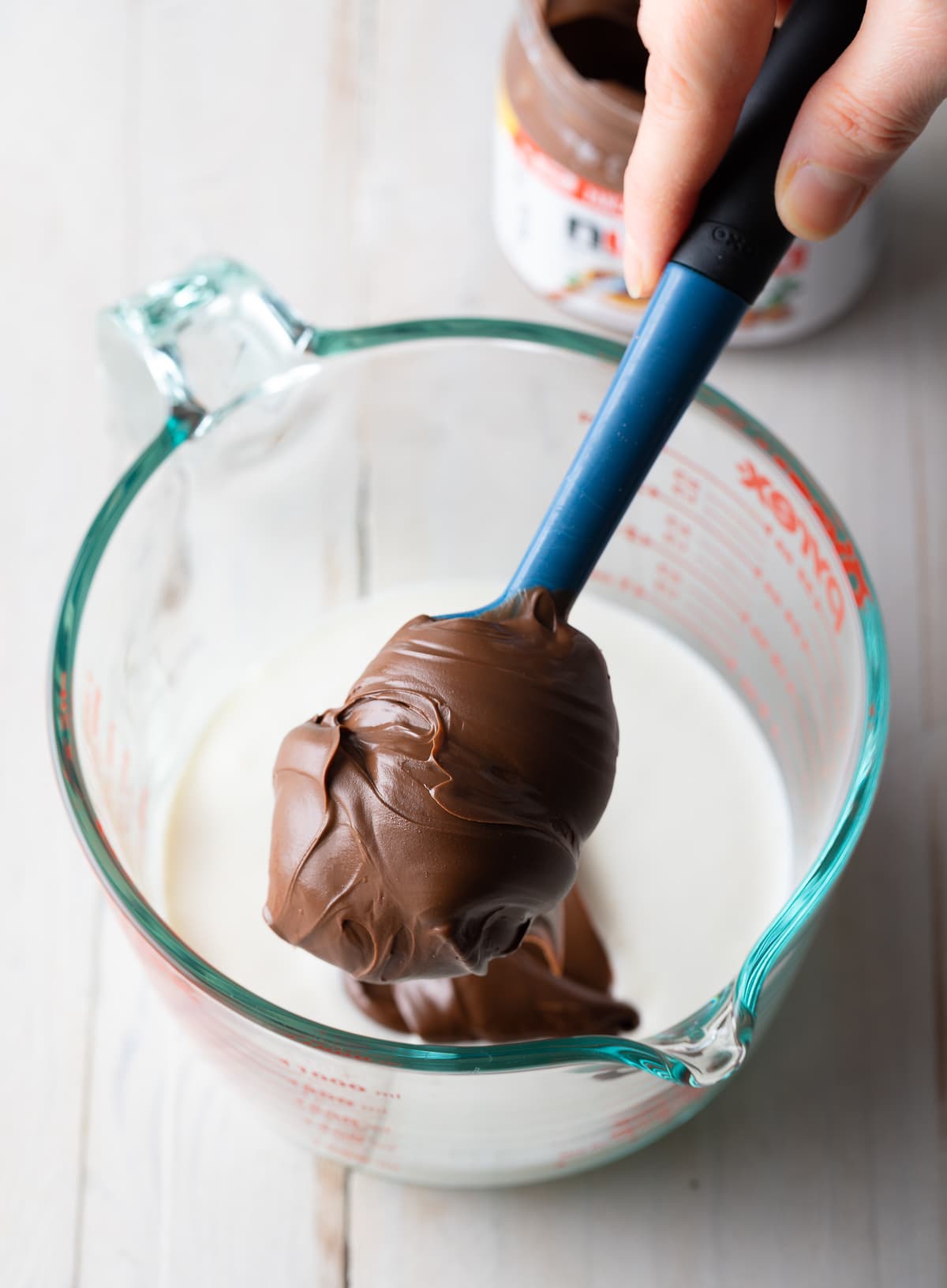 Nutella + Cream:  Chocolate Fondue Recipe! #fondue #chocolate 