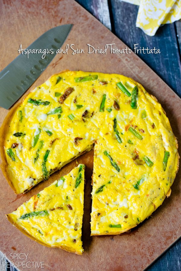 Frittata Recipe with Fontina, Asparagus and Sun Dried Tomatoes #italian #breakfast #frittata