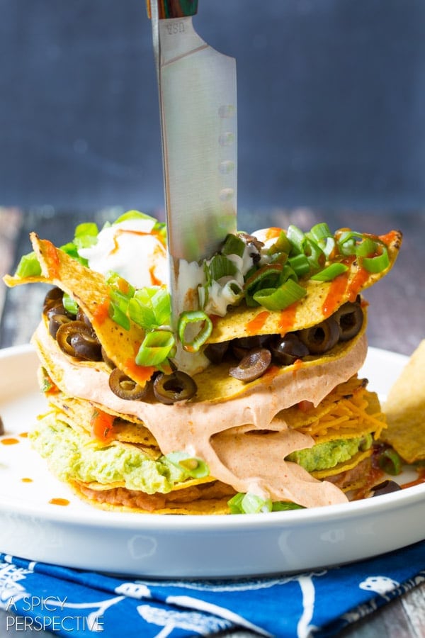 Party! Seven Layer Dip Tostada Stack #7LayerDip #Mexican #party