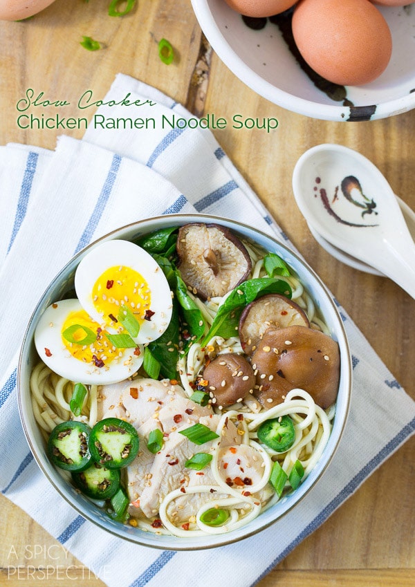 Slow Cooker Chicken Ramen Noodles Recipe #slowcooker #crockpot