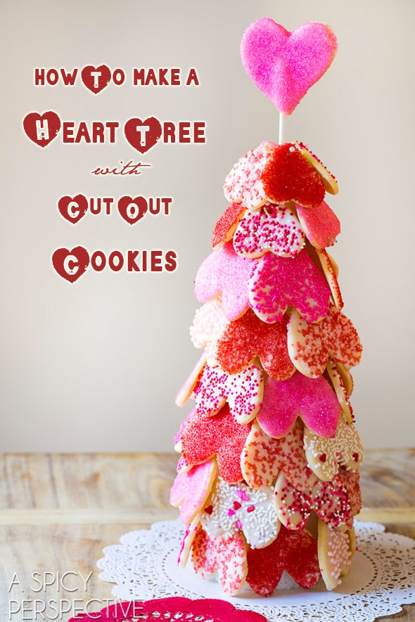 How to Make an Easy Heart Tree with our Cut Out Cookie Recipe on ASpicyPerspective.com