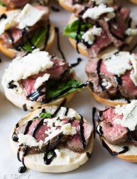 The Best 5-Ingredient Bagel Bites with steak and blue cheese on ASpicyPerspective.com