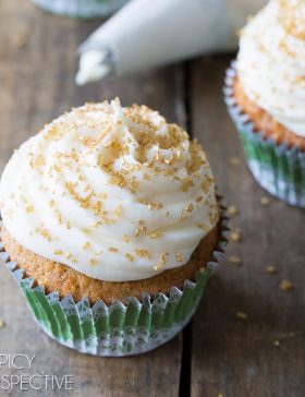 Hummingbird Cake Cupcakes with Sour Cream Frosting on ASpicyPerspective.com #cupcakes #southern