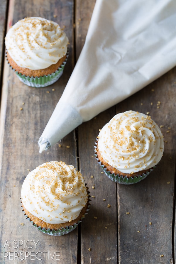Sour Cream Frosting #ASpicyPerspective #HummingbirdCake #HummingbirdCupcakes #SourCreamFrosting #Frosting #Cupcakes #Spring #Southern