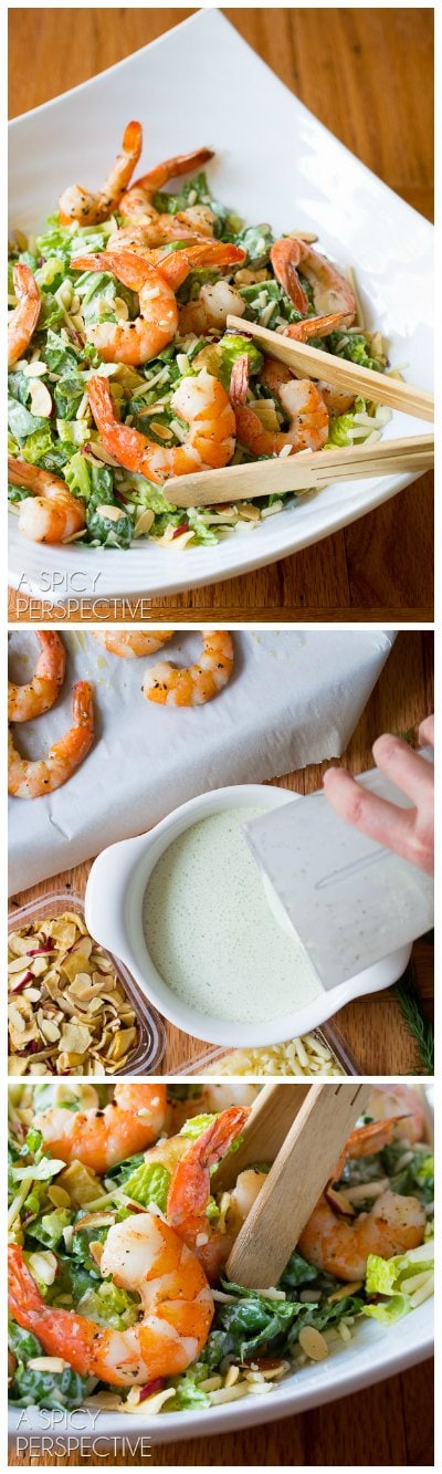 Fresh and Simple Roasted Shrimp Salad with Herb Buttermilk Dressing #healthy #shrimp