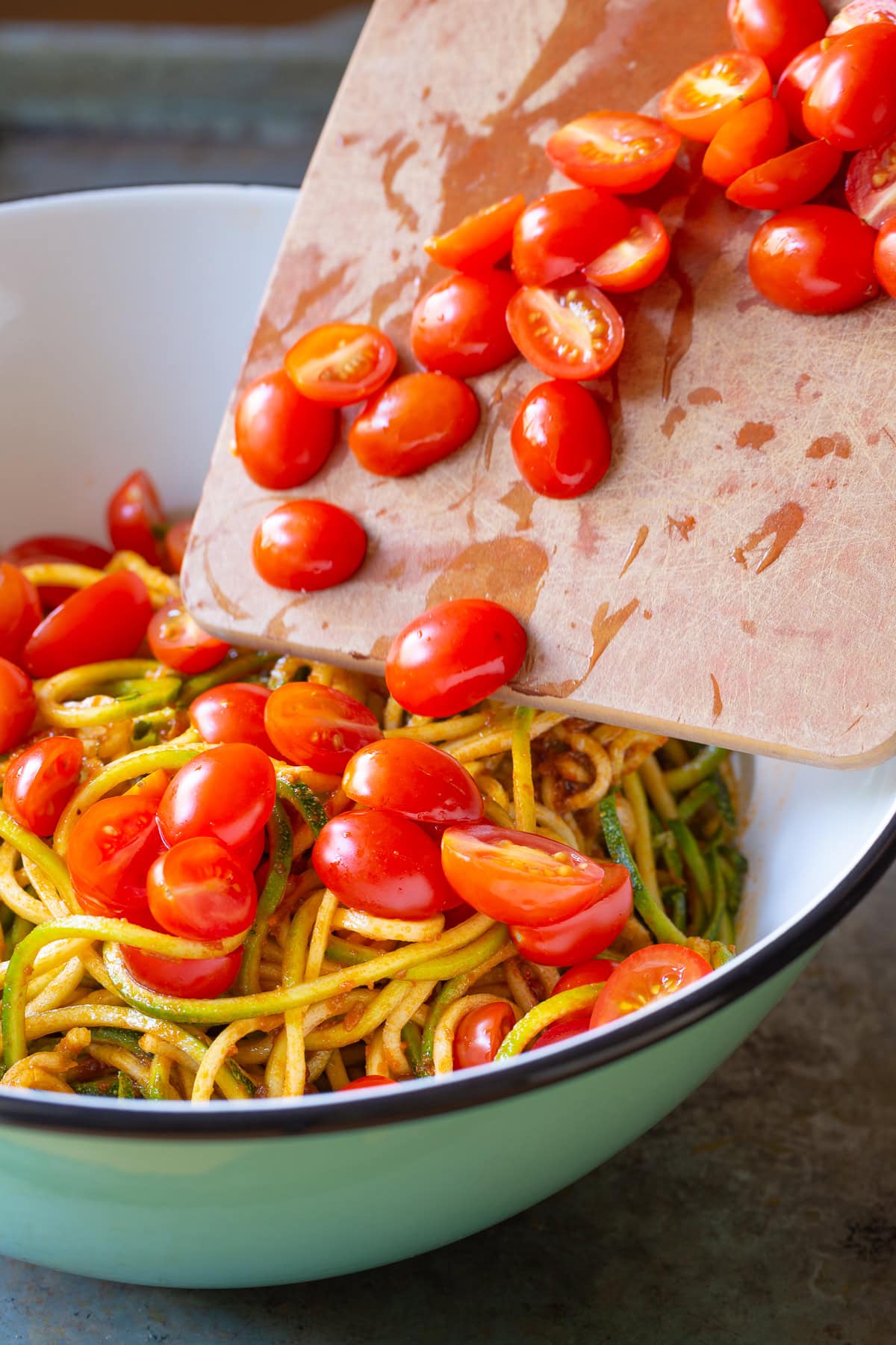 Zoodles (Zucchini Noodles) with Tomatoes and Capers Recipe A Spicy