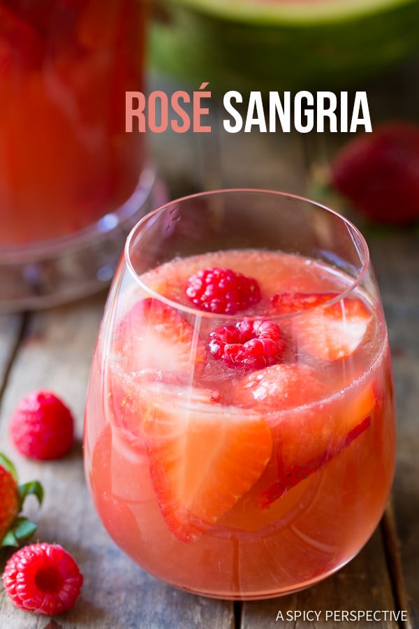 Rose Sangria #ASpicyPerspective #Cocktails #Sangria #SangriaRecipe #RoseSangria #HowtoMakeSangria #Drinks #Beverage 