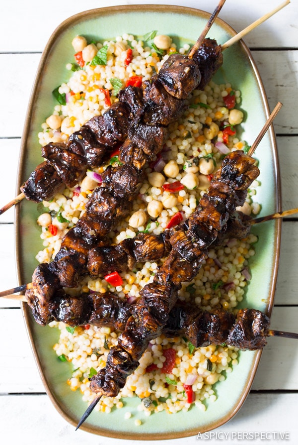 Balsamic Chicken Skewers with Israeli Couscous {A Spicy Perspective}
