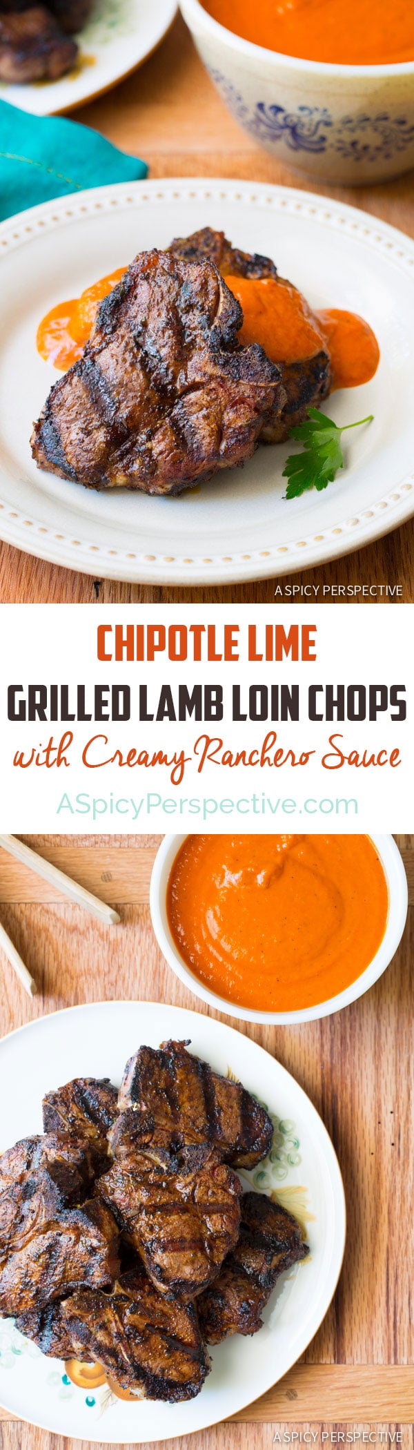 Easy Chipotle Lime Grilled Lamb Chops with Ranchero Sauce #Recipe