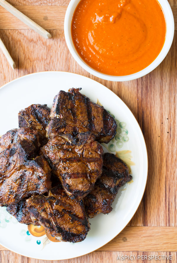 Need these Chipotle Lime Grilled Lamb Chops with Ranchero Sauce