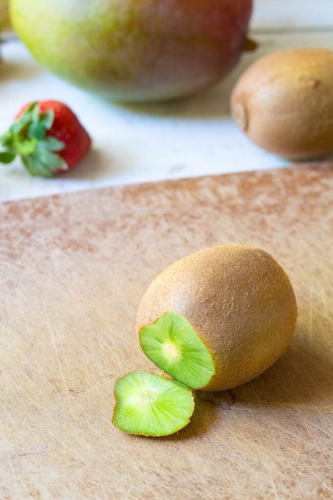 Step 1 - Tropical Fruit Salad in Kiwi Cups on ASpicyPerspective.com 