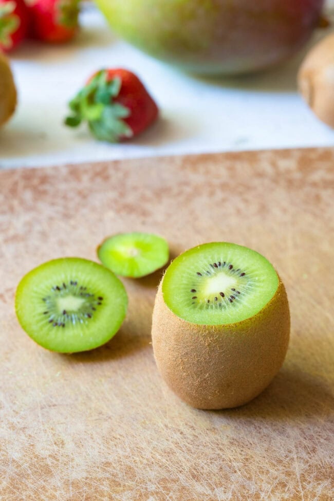 Step 2 - Tropical Fruit Salad in Kiwi Cups on ASpicyPerspective.com 