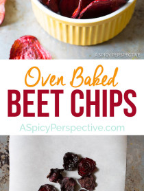 Secret Trick to Making the Very Best Oven Baked Beet Chips - Recipe on ASpicyPerspective.com #glutenfree #vegan #paleo #healthy
