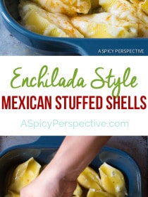 Creamy Enchilada-Style Mexican Stuffed Shells on ASpicyPerspective.com