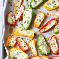 Love these 3-Ingredient Mini Stuffed Peppers Recipe on ASpicyPerspective.com - So good!