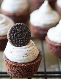 Easy Brownie Bites with Oreo Frosting on ASpicyPerspective.com! Great for parties!!