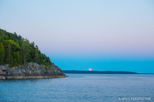 Moonrise in Bar Harbor, Maine on ASpicyPerspective.com #travel