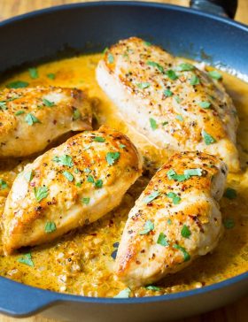 Zesty Garlic Lime Skillet Chicken on ASpicyPerspective.com