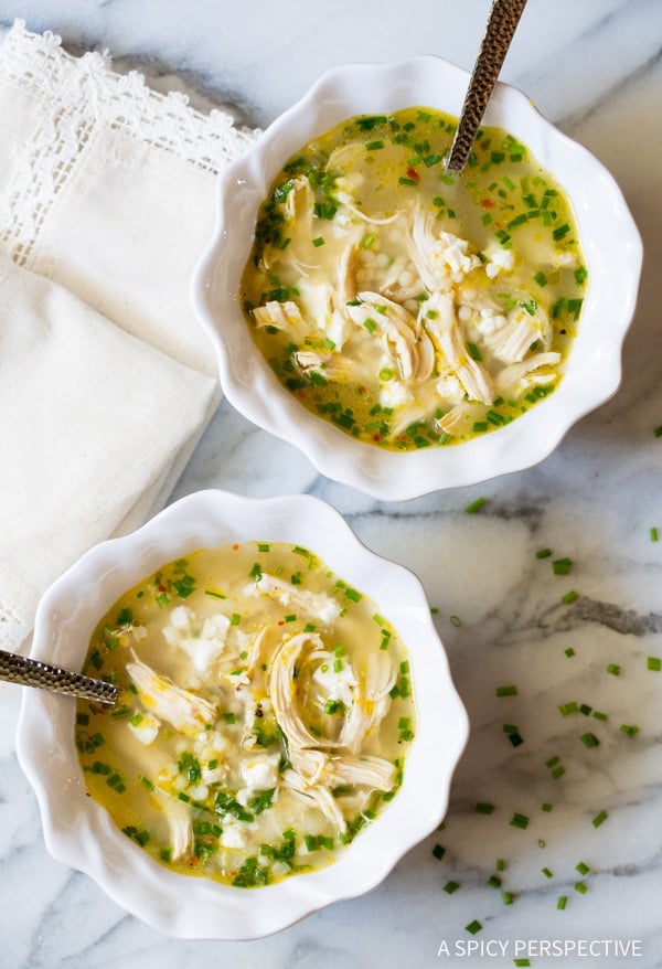 Healthy Greek Lemon Chicken Soup Recipe on #ASpicyPerspective #chicken #soup