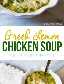 Just crazy over this Healthy Greek Lemon Chicken Soup Recipe on ASpicyPerspective.com