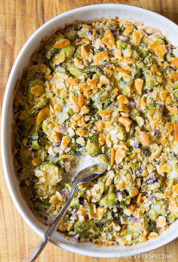 Brussels No One Can Resist! Roasted Brussels Sprouts Gratin on ASpicyPerspetive.com #thanksgiving