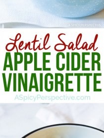 We love this Zippy Lentil Salad with Apple Cider Vinaigrette on ASpicyPerspective.com