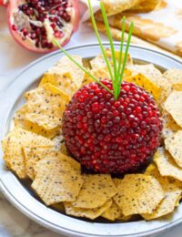 7-Ingredient Holiday Pomegranate Crusted Cheese Ball on ASpicyPerspective.com