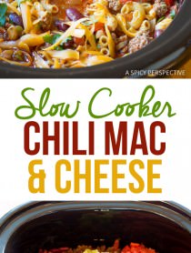 Irresistible Slow Cooker Chili Mac and Cheese Recipe | ASpicyPerspective.com