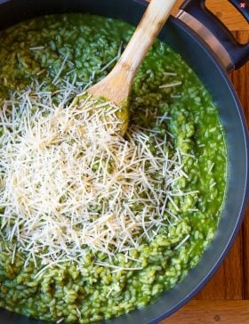 Vibrant Herbaceous Green Risotto Recipe on ASpicyPerspective.com