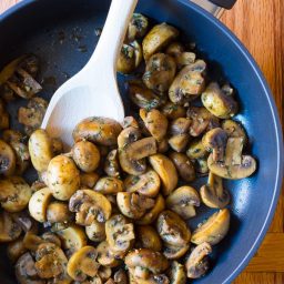 BEST Sautéed Mushroom Recipe for topping steaks or risotto on ASpicyPerspective.com