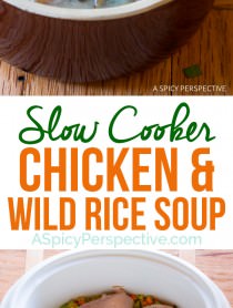Perfect for January Diets! Healthy Slow Cooker Chicken Wild Rice Soup (Low Fat, Gluten Free, Dairy Free) | ASpicyPerspective.com