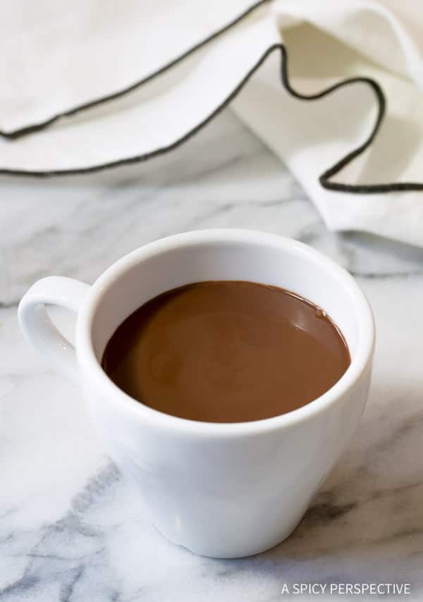 Chocolat Chaud - French Hot Chocolate Recipe (Drinking Chocolate) in small mug