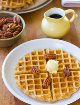 Crispy Spelt Waffles | ASpicyPerspective.com