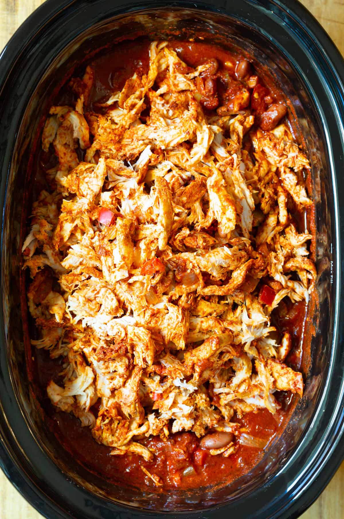 shredded chicken added back to the pot
