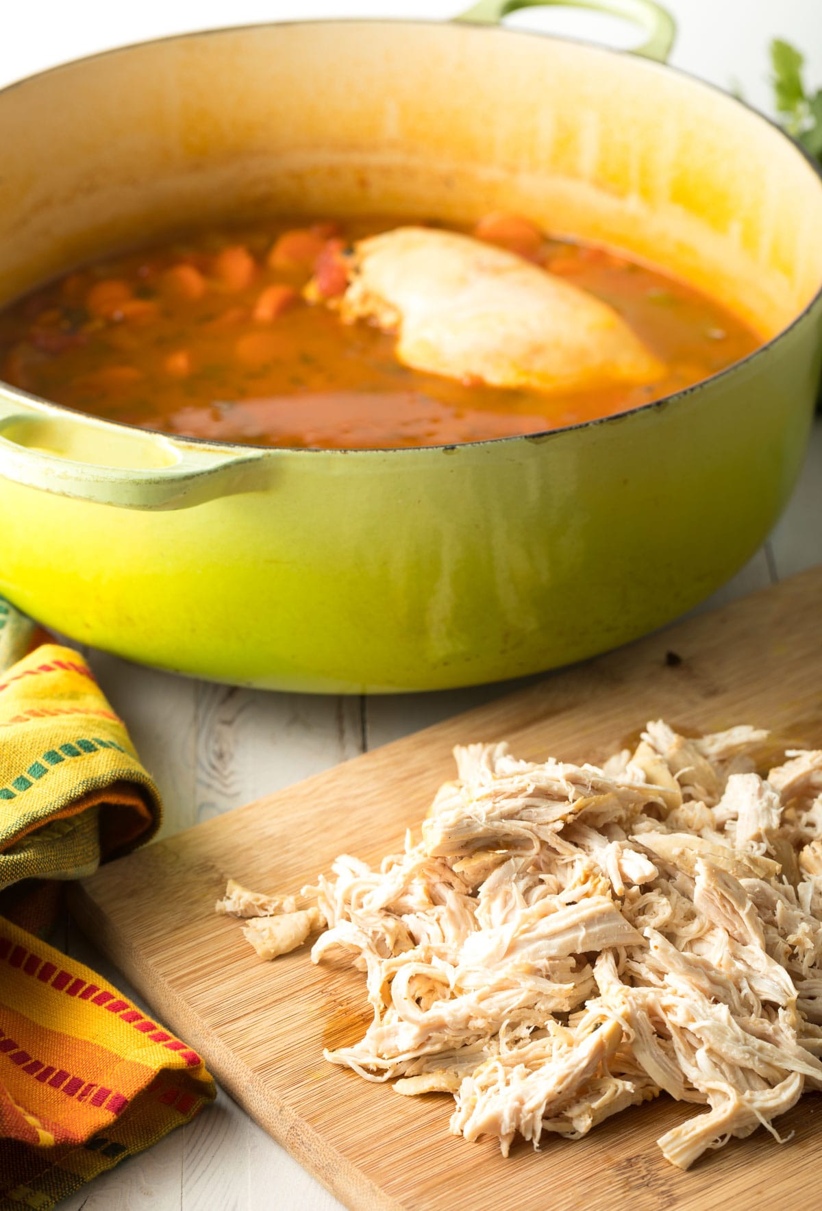 How To Make Easy Chicken Tortilla Soup - add chicken back to soup