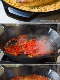 Easy to Make Healthy & Creamy Roasted Red Pepper Chicken Skillet Recipe | ASpicyPerspective.com