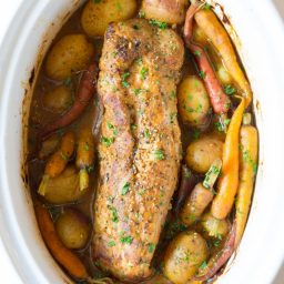 Crock Pot Pork Loin with Vegetables and Gravy | ASpicyPerspective.com