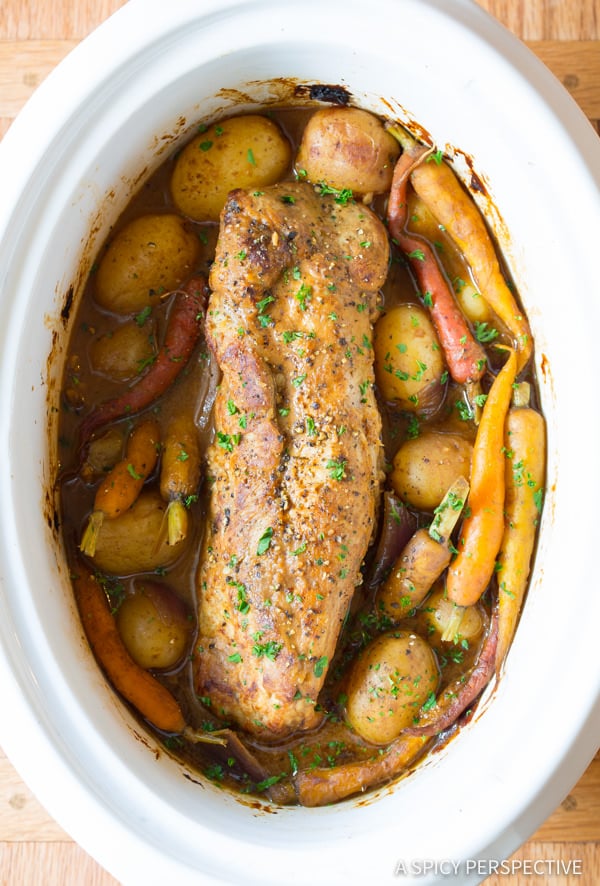 Crock Pot Pork Loin With Vegetables Video A Spicy Perspective