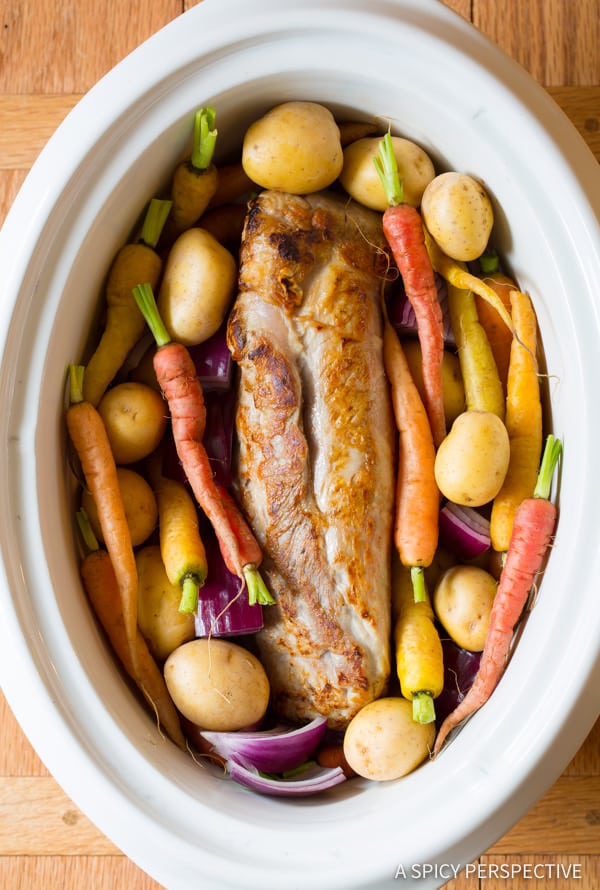 How to Make Slow Cooker Pork Loin  #ASpicyPerspective #CrockPotPorkLoin #CrockPot #SlowCooker #Vegetables #PorkTenderloinCrockPot #SlowCookerPorkLoin #Pork #Loin #Tenderloin #PorkLoin #PorkTenderloin #Dinner 